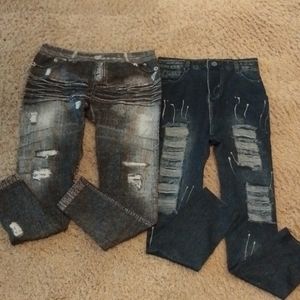 2 PAIR 🤩BUNDLE DEAL** Denim Print Leggings Bundle